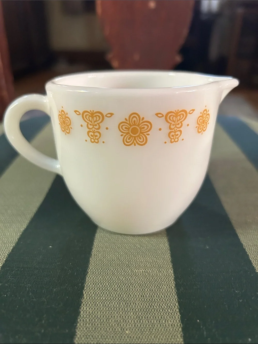 Pyrex White Creamer with Yellow Floral Motif
